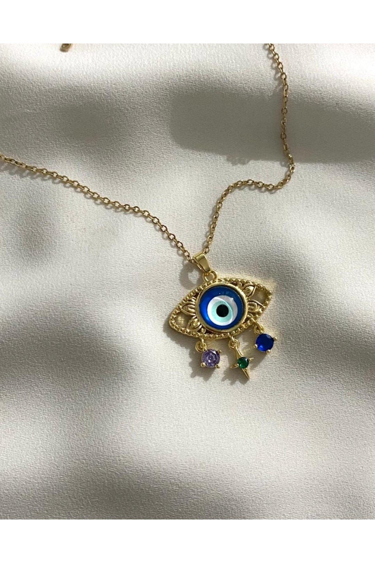 Çelik nazar gold kolye