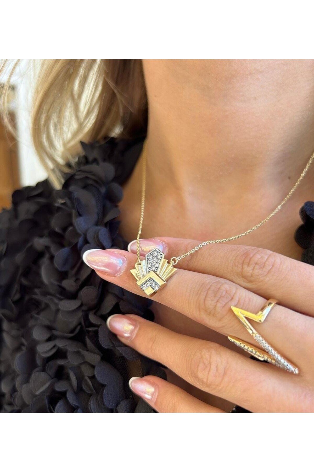 Çelik seria gold kolye