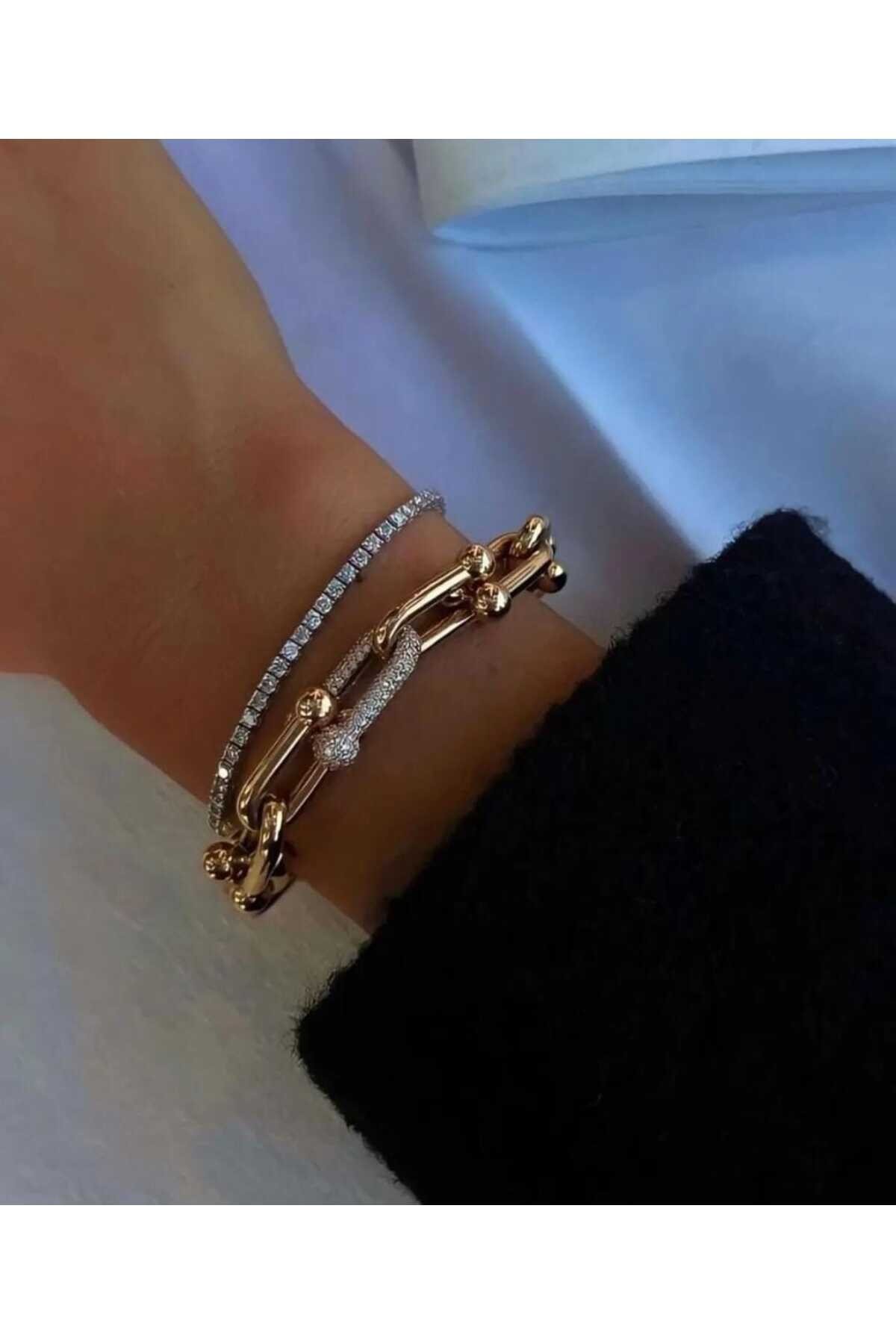 Çelik tinny gold bileklik