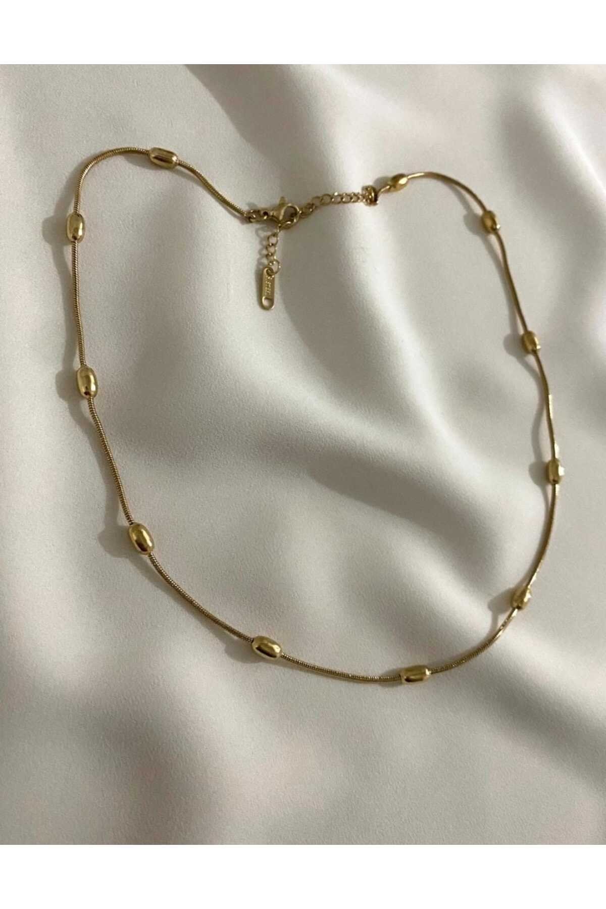 Çelik topcuk gold kolye