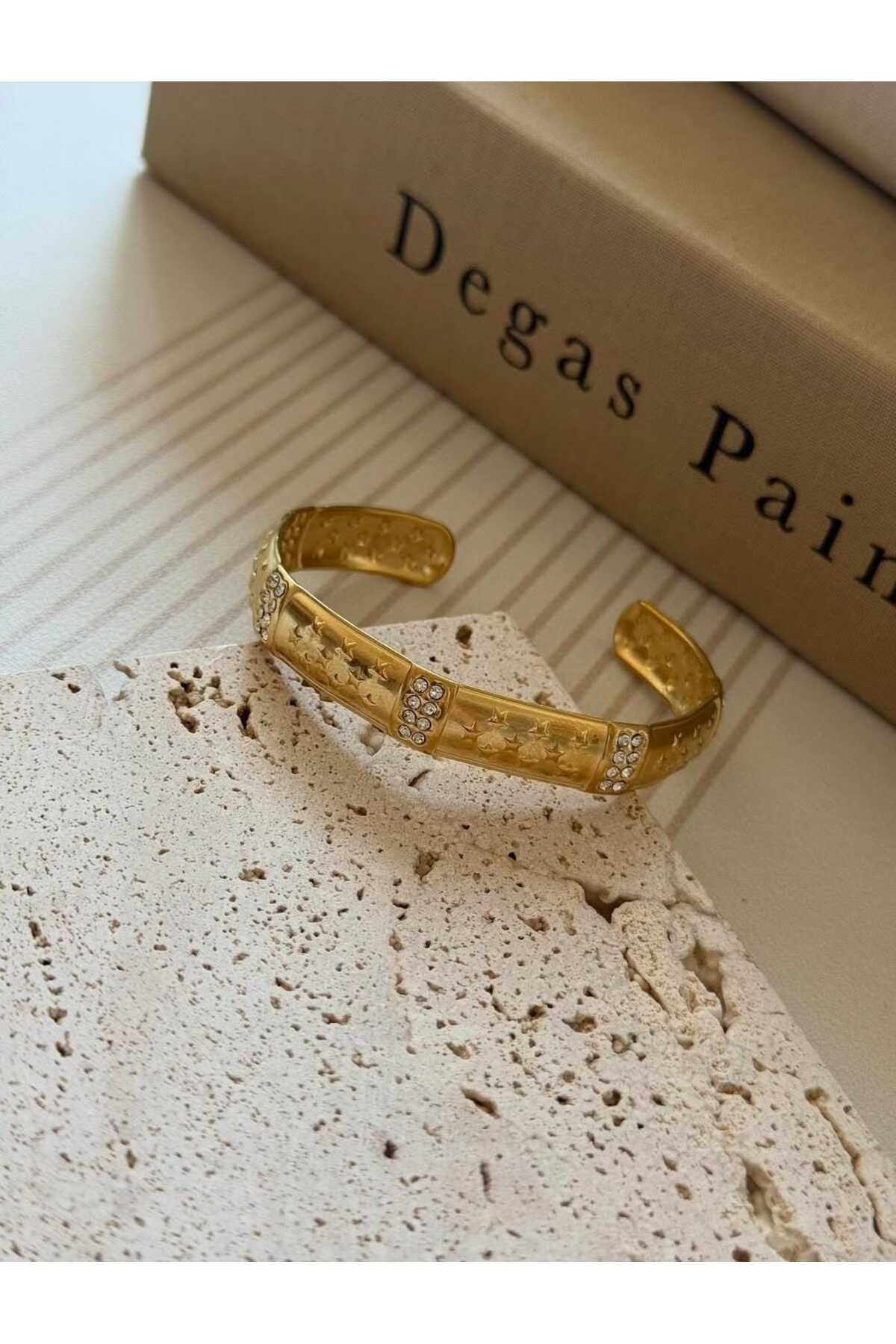 Çelik vintage gold kelepçe