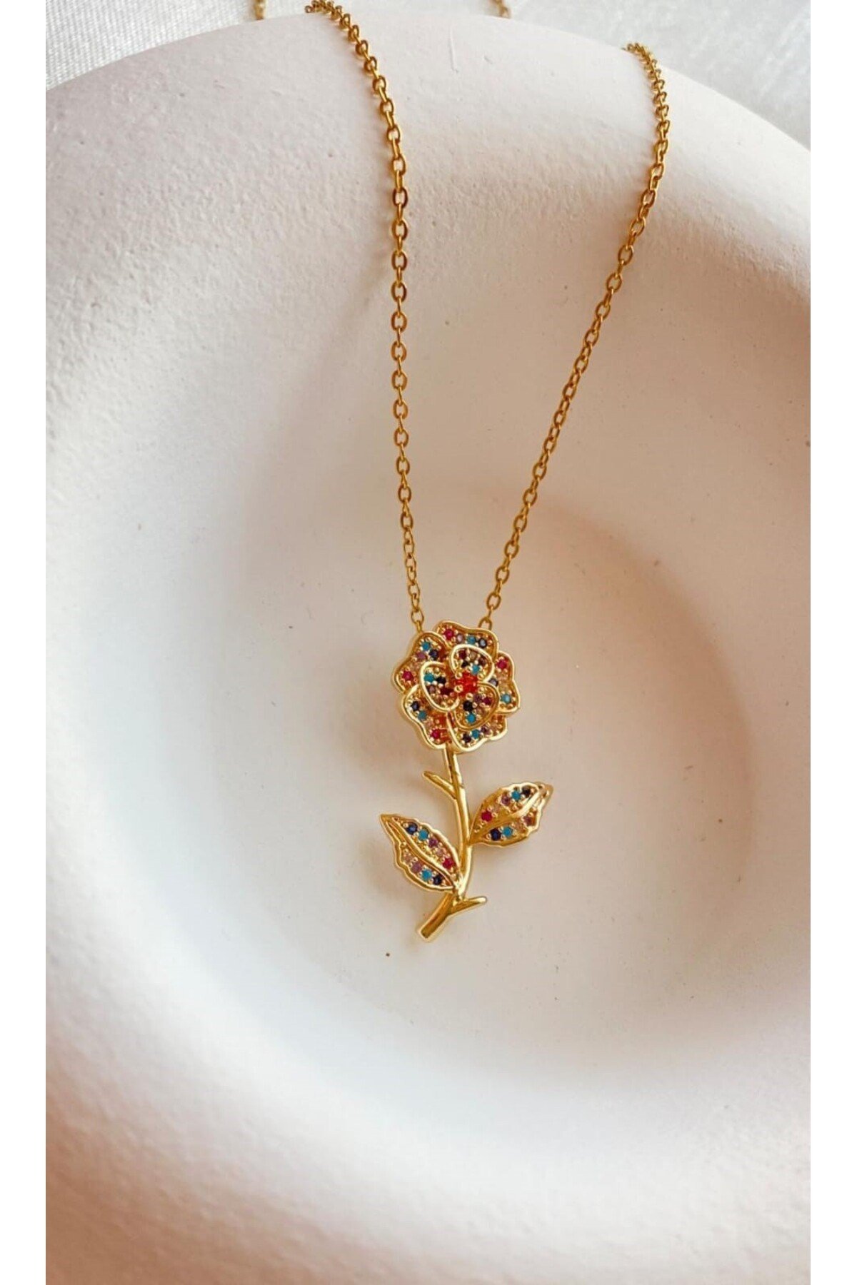 Gold çiçek kolye