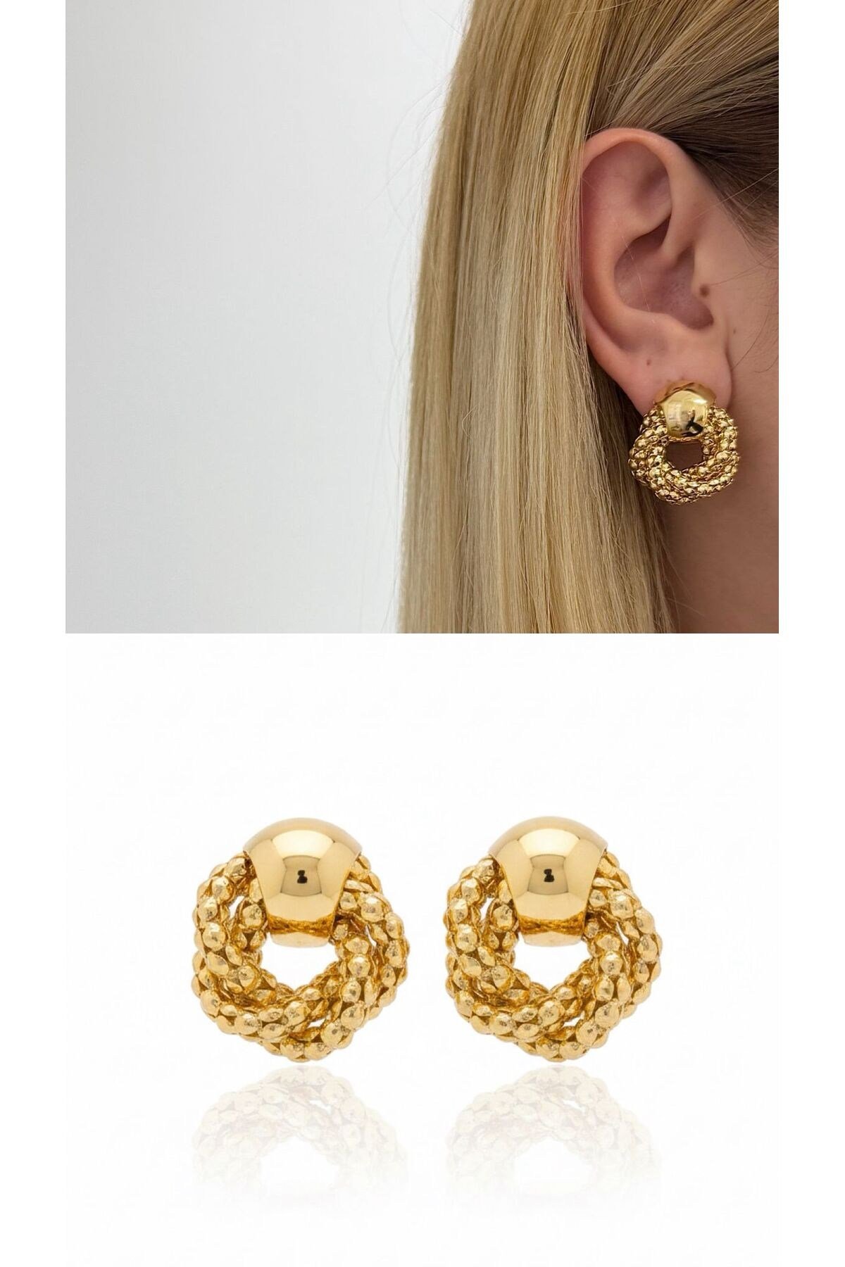 Gold Vintage Görünümlü Gla Küpe