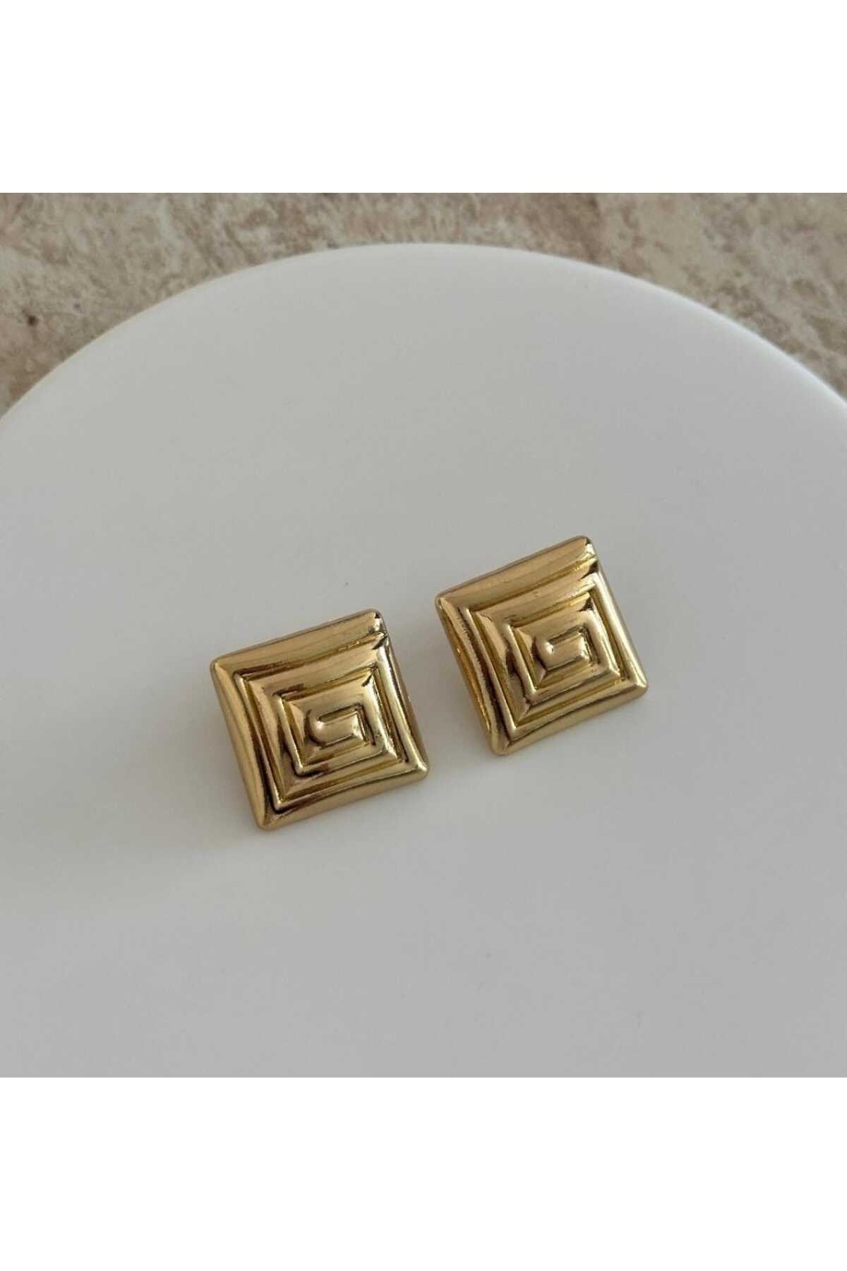 Kare gold vintage küpe