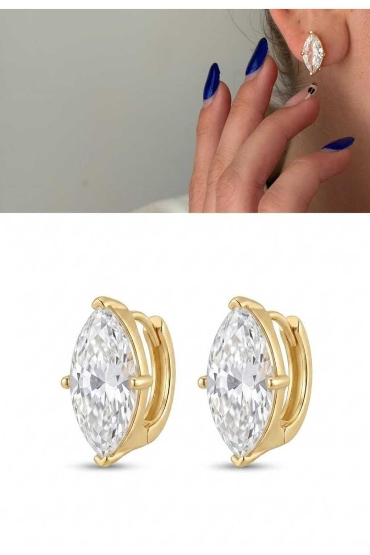 Markiz Kesim Gold Küpe