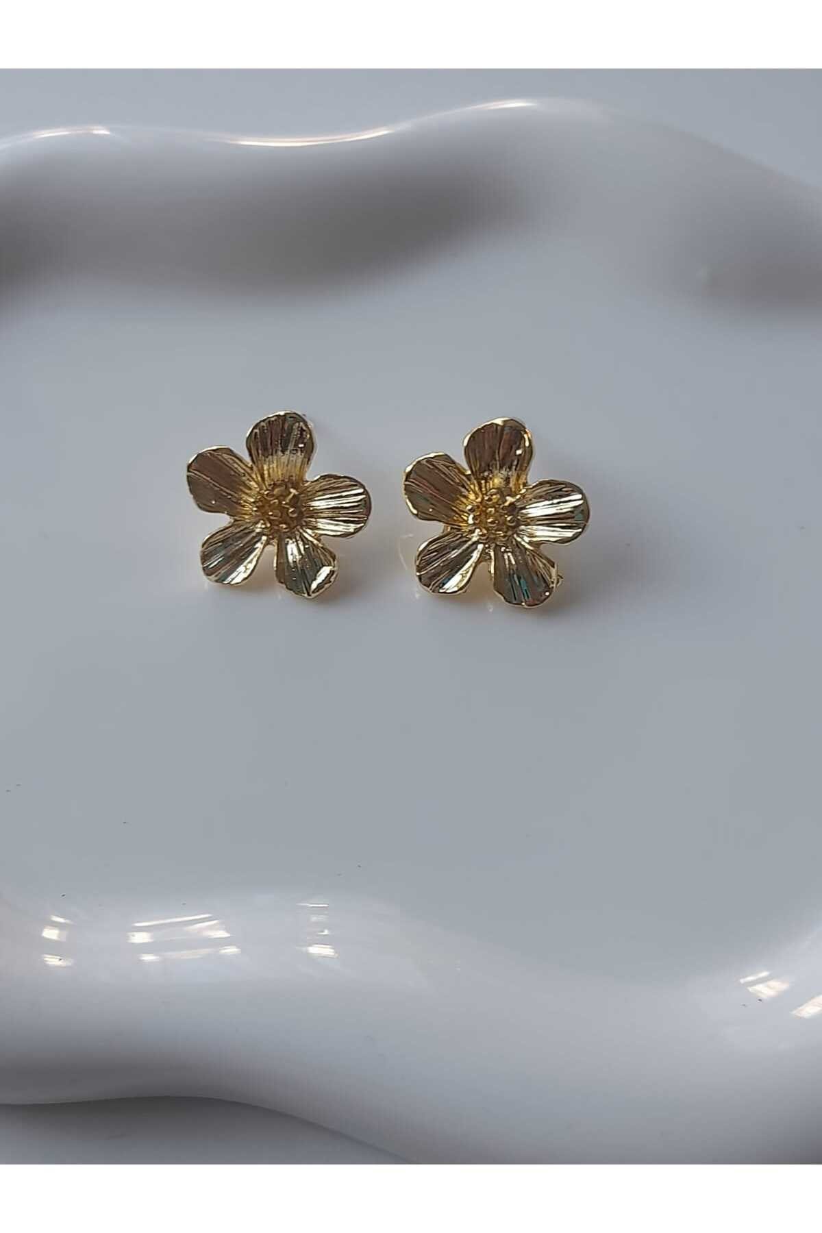 Mini gold cicek küpe