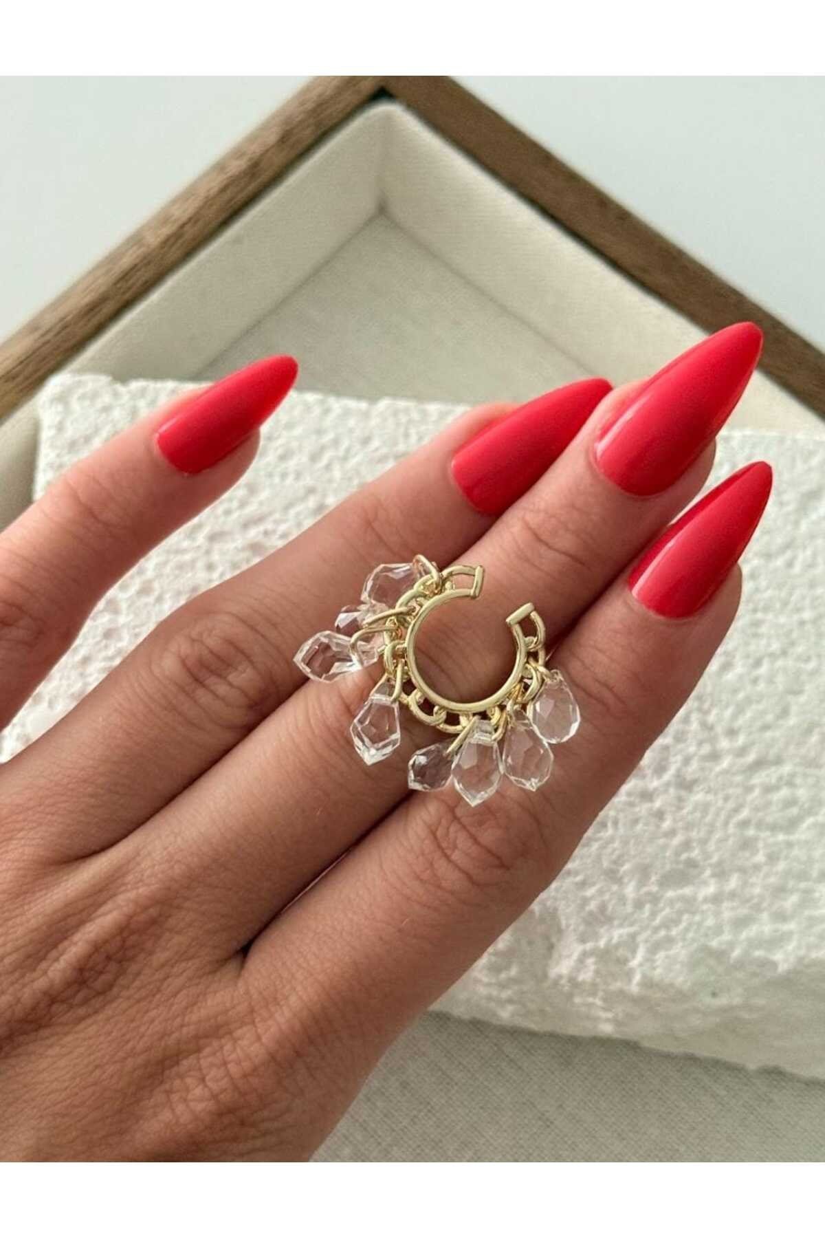 Minimal taş detaylı earcuff