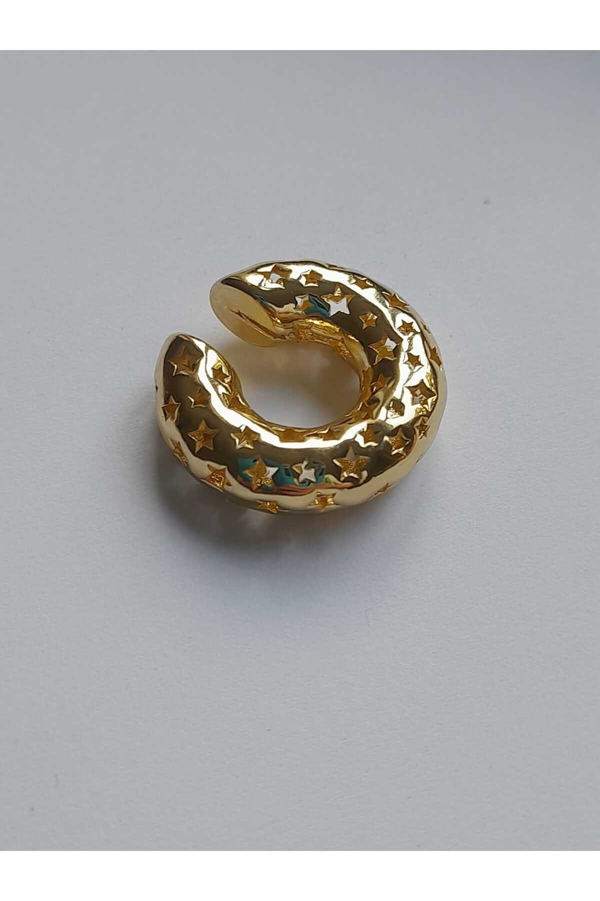 Minimal yildiz görünümlü gold earcuff