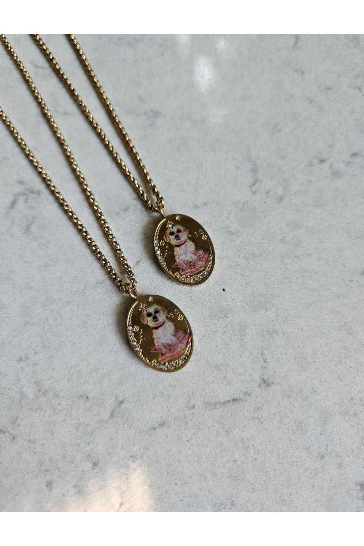 Süslü köpek gold kolye 316.L (Adet fiyatıdır.)