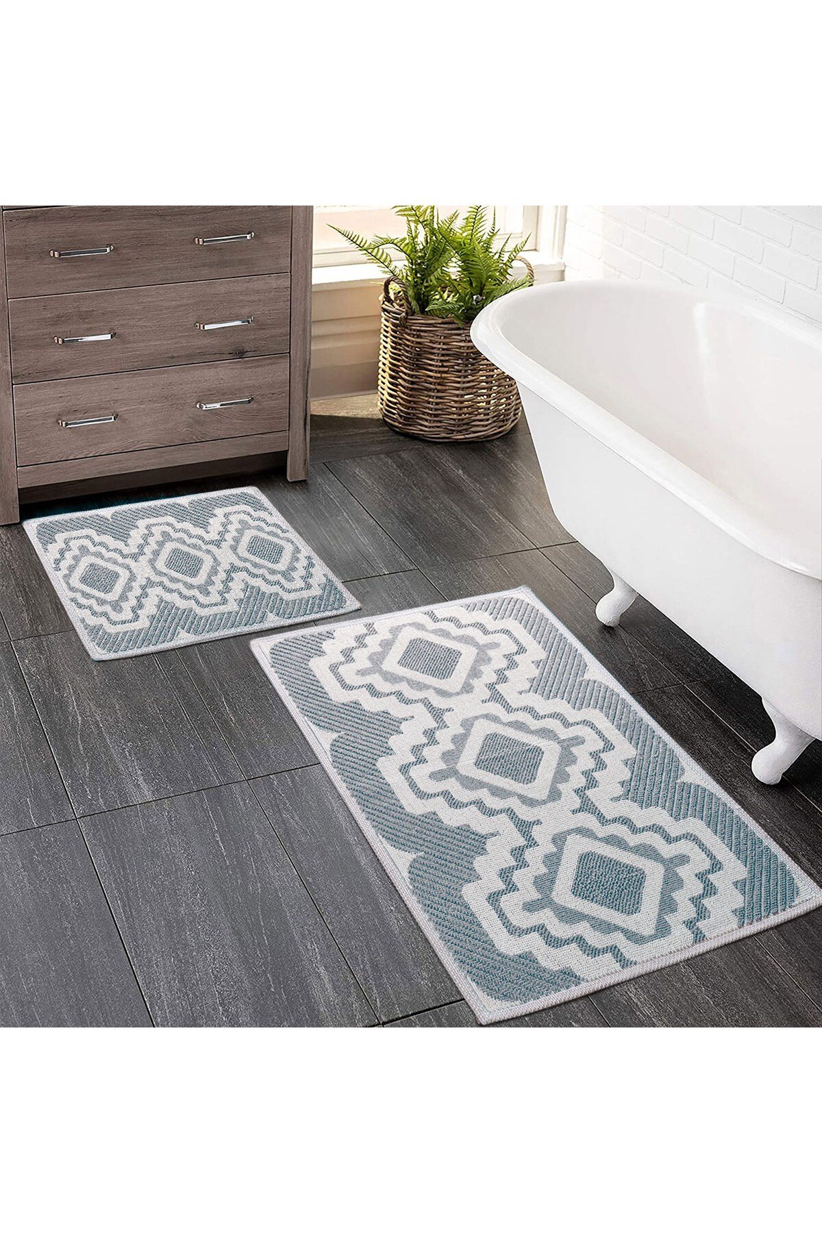 2 Li Bukle Banyo Takımı (BANYO TEKSTİLİ/MODERN/DOĞAL/SADE/ŞIK KAYMAZ TABAN)