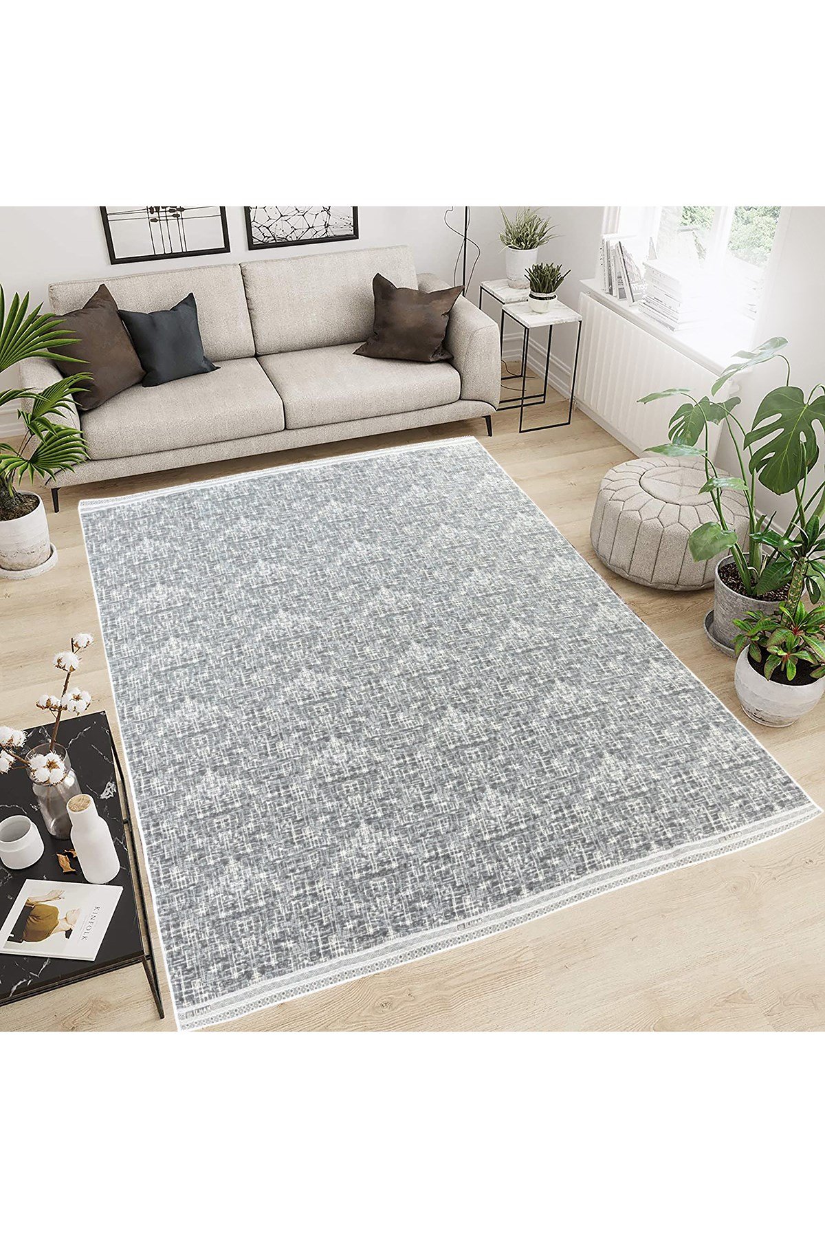 Modern Pamuklu Halı Örtüsü Savan 6m2 Dokuma 200x300 Lastiksiz