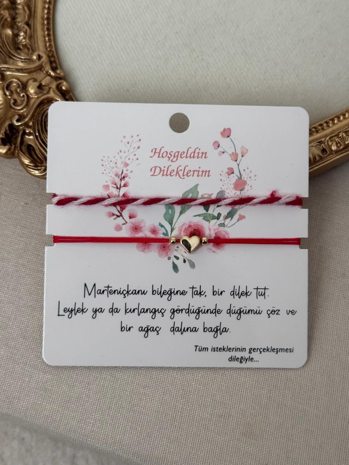 Marteniçka İkili Bileklik Kırmızı Kalp