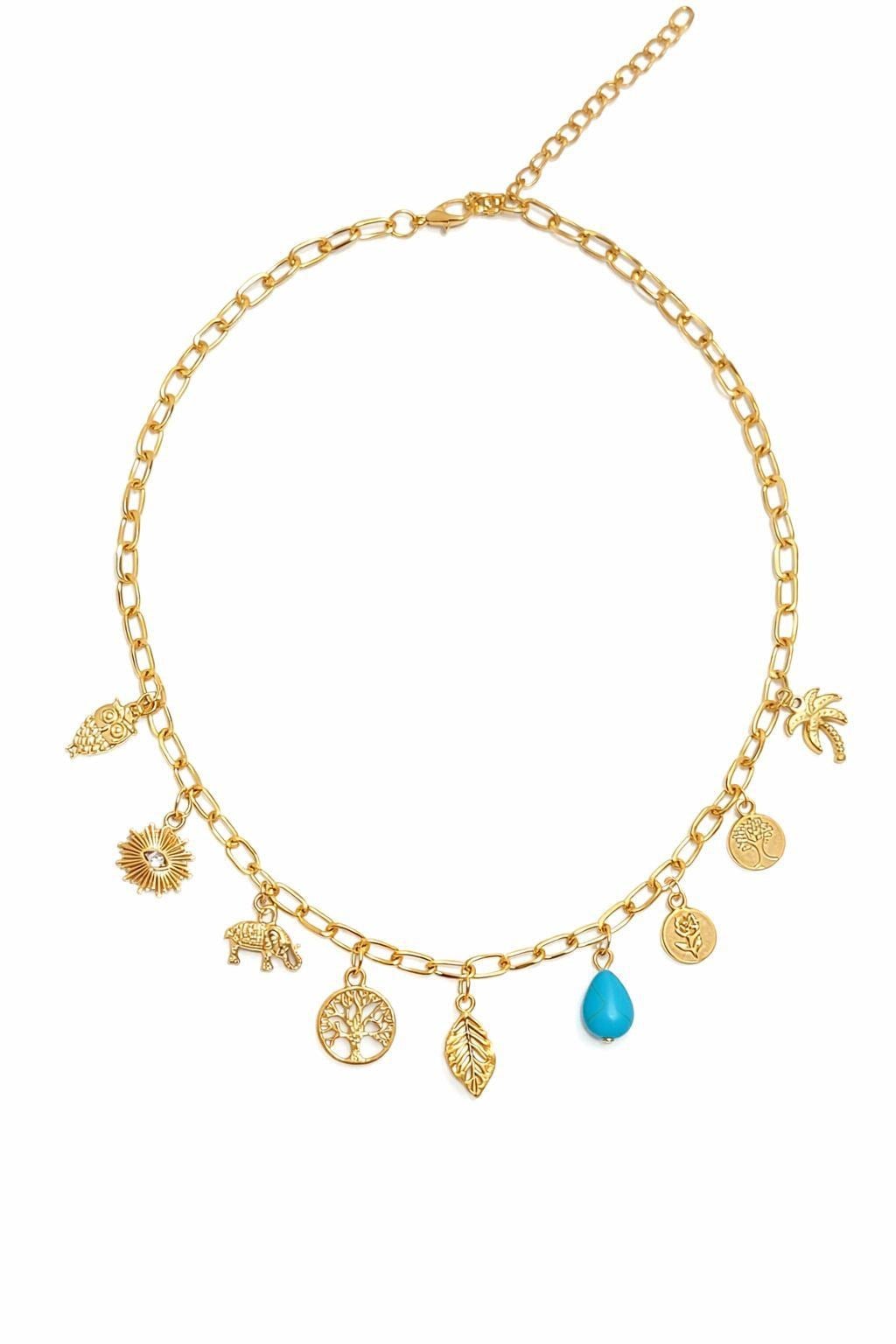 Özel Seri Charm Detaylı Gold Kolye