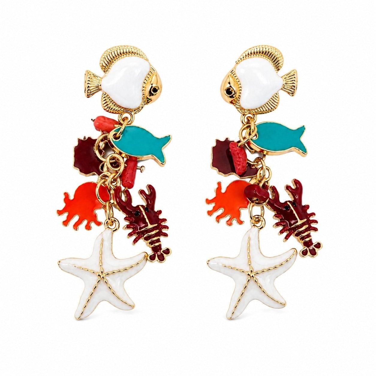 Özel Seri Deniz Temalı Renkli Charm Sallantılı Küpe