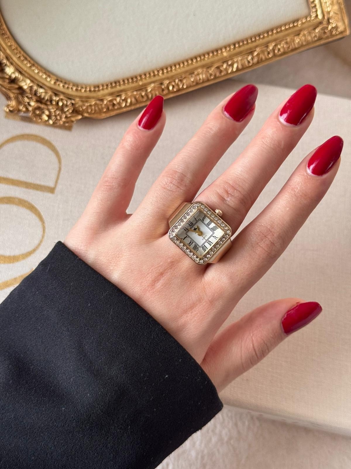 Rivona Square Gold Watch Ring