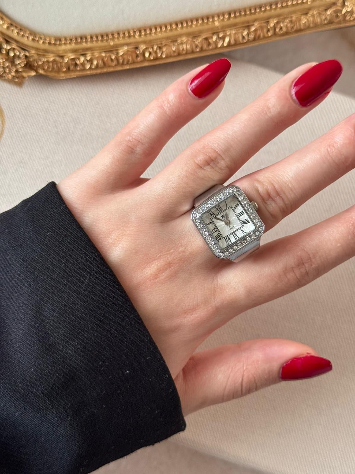 Rivona Square Silver Watch Ring
