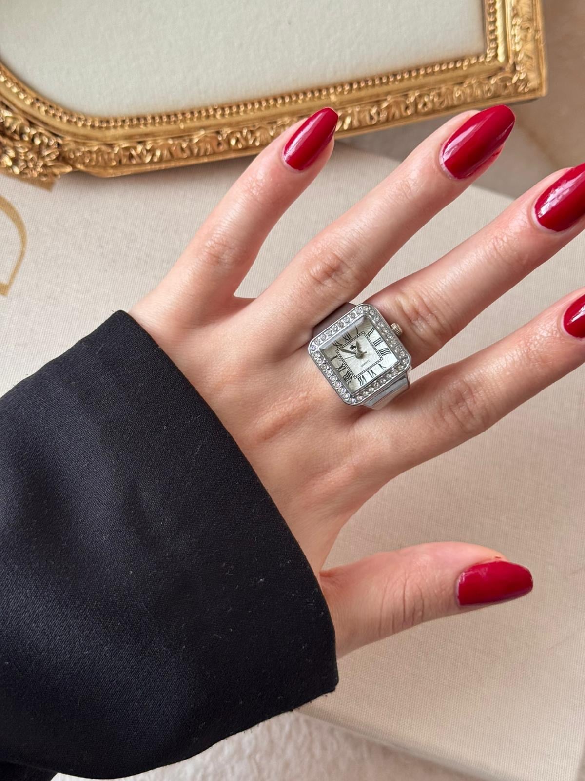 Rivona Square Silver Watch Ring