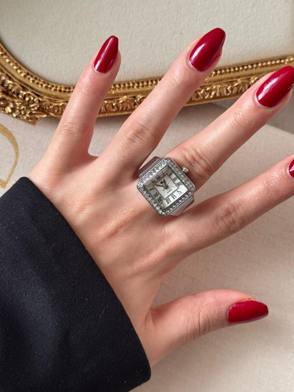 Rivona Square Silver Watch Ring