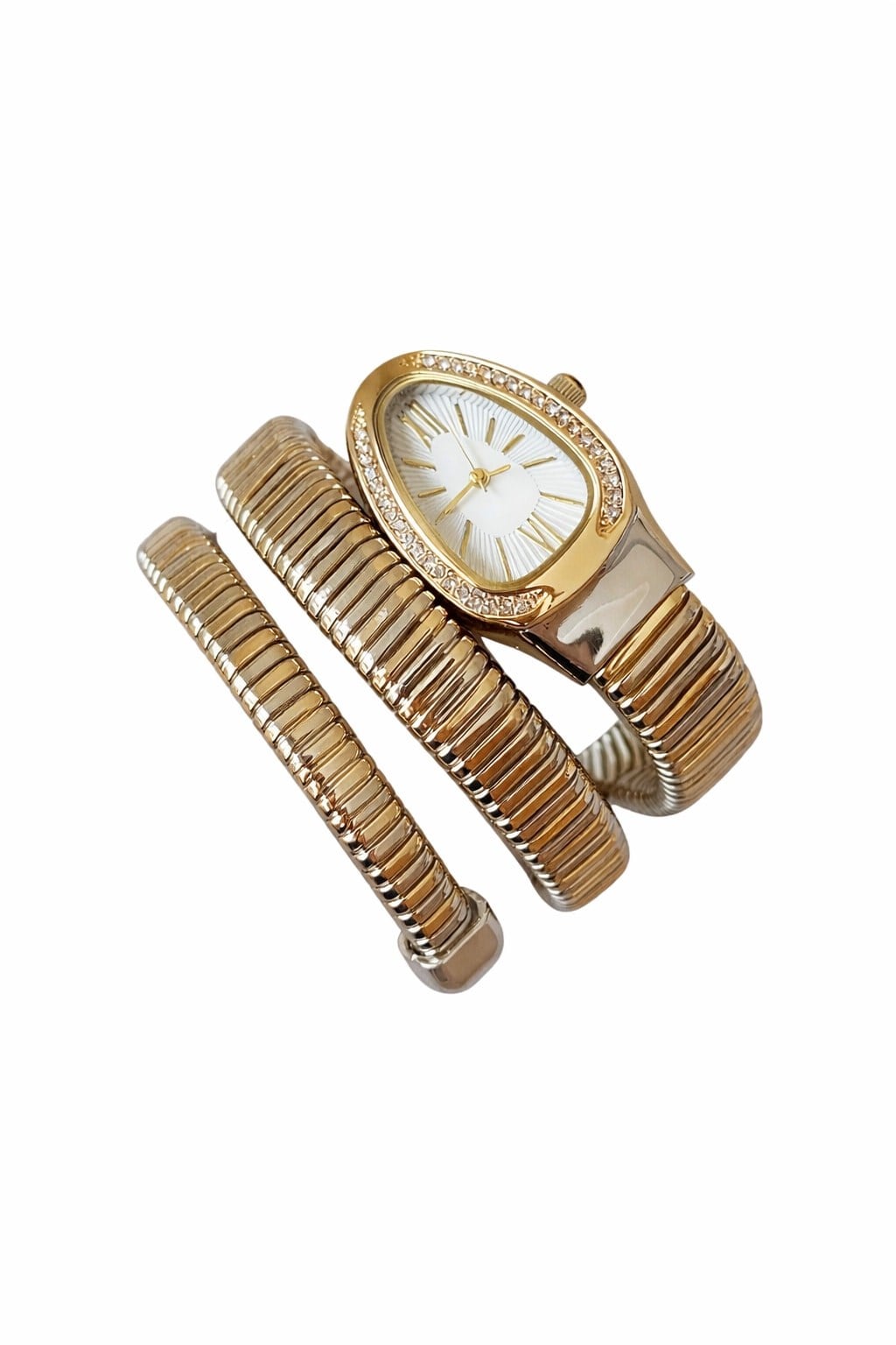 Rose Gold Sarmal Formlu Taş Detaylı Çelik Kadın Saat