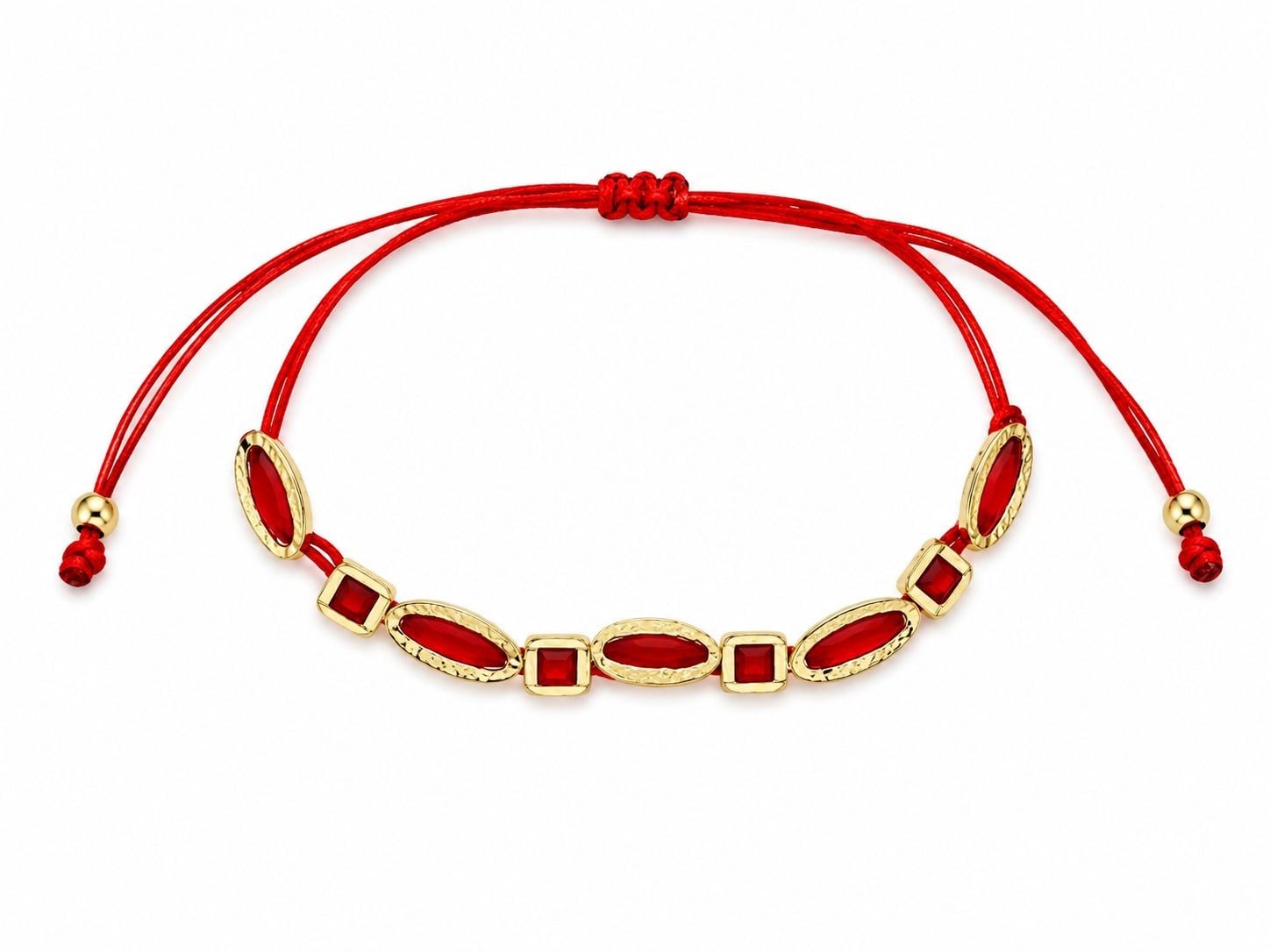 Ruby Kırmızı Taşlı İpli Bileklik