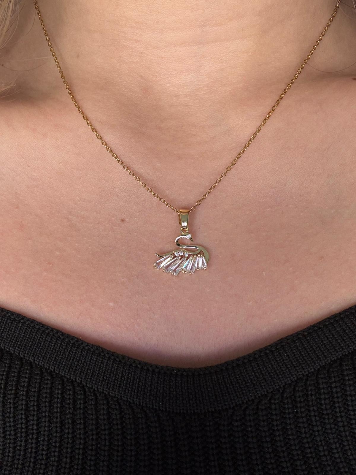 Swan Kuğu Kolye Gold