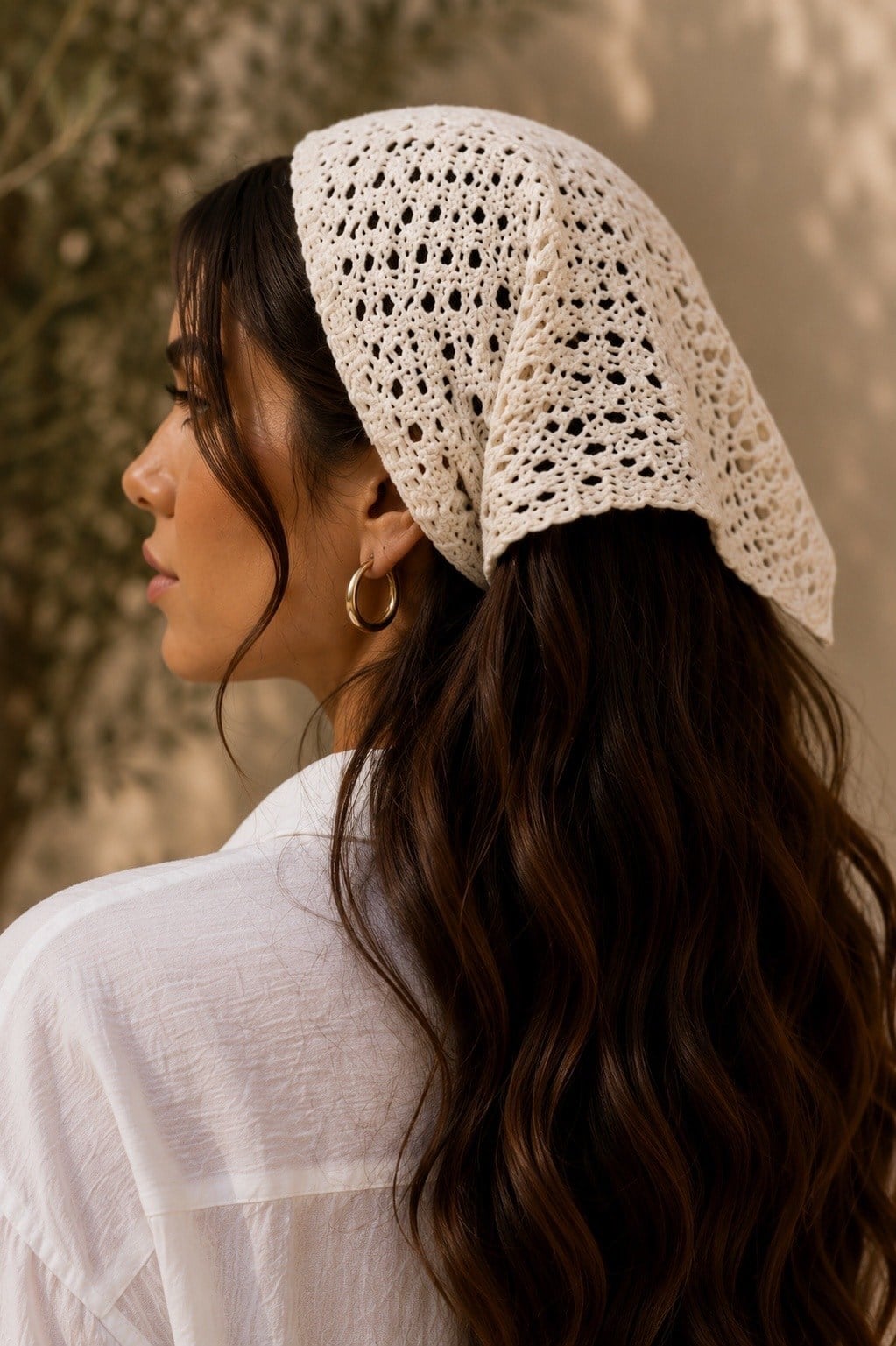 Triko Delikli Örgü Bandana