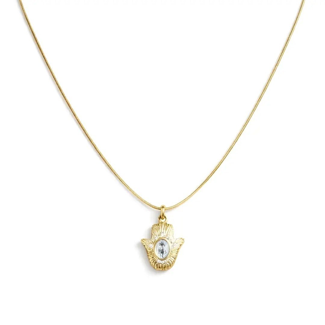 Vintage Taşlı Kolye Gold