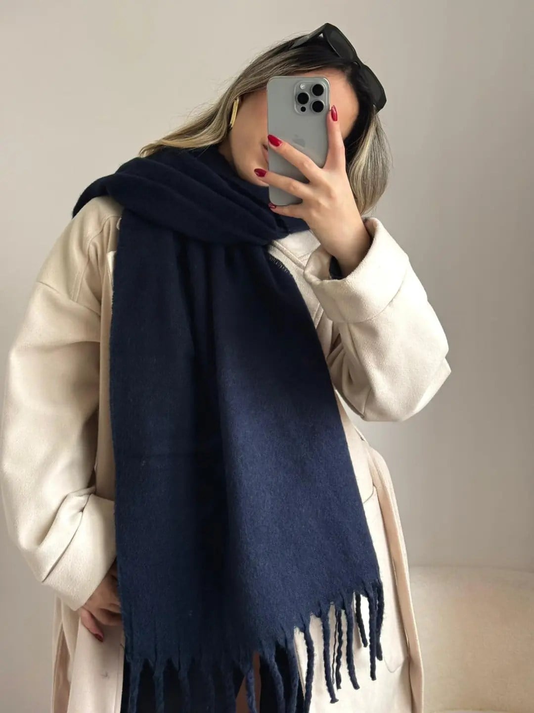 Yumuşak Dokulu Pinterest Atkı Bej