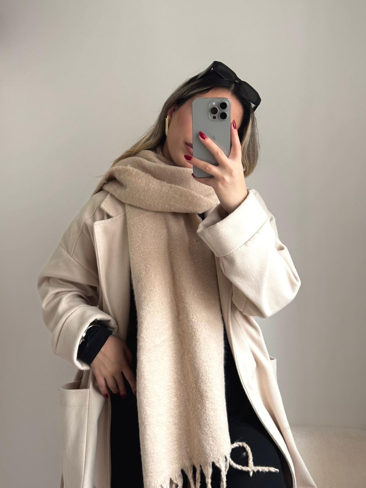 Yumuşak Dokulu Pinterest Atkı Bej