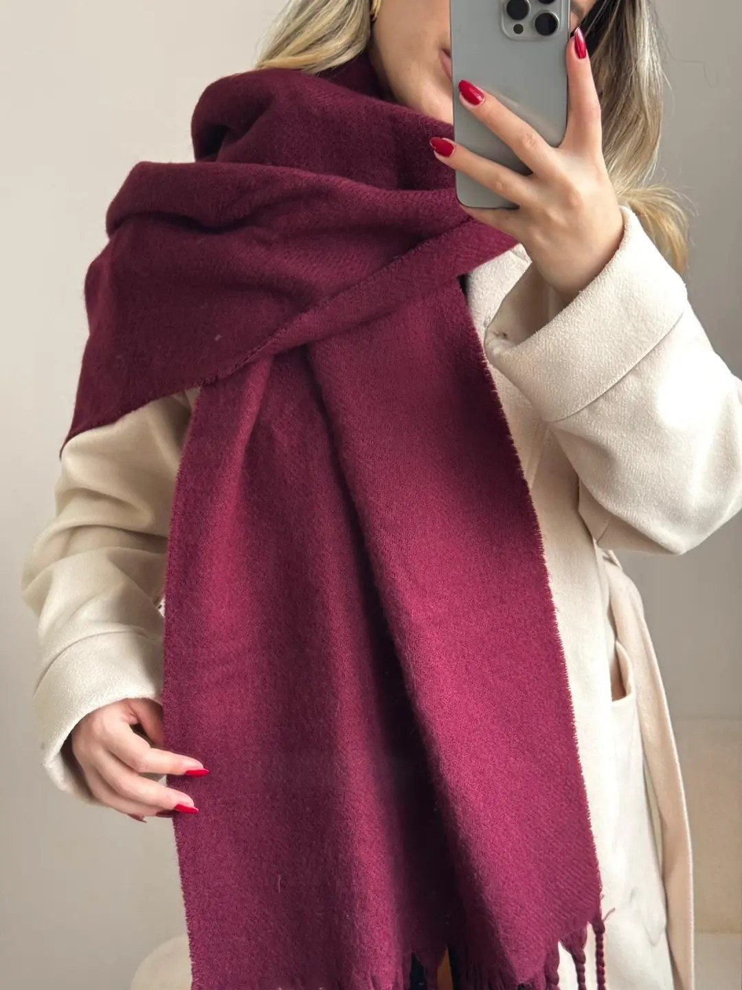 Yumuşak Dokulu Pinterest Atkı Üç Renkli