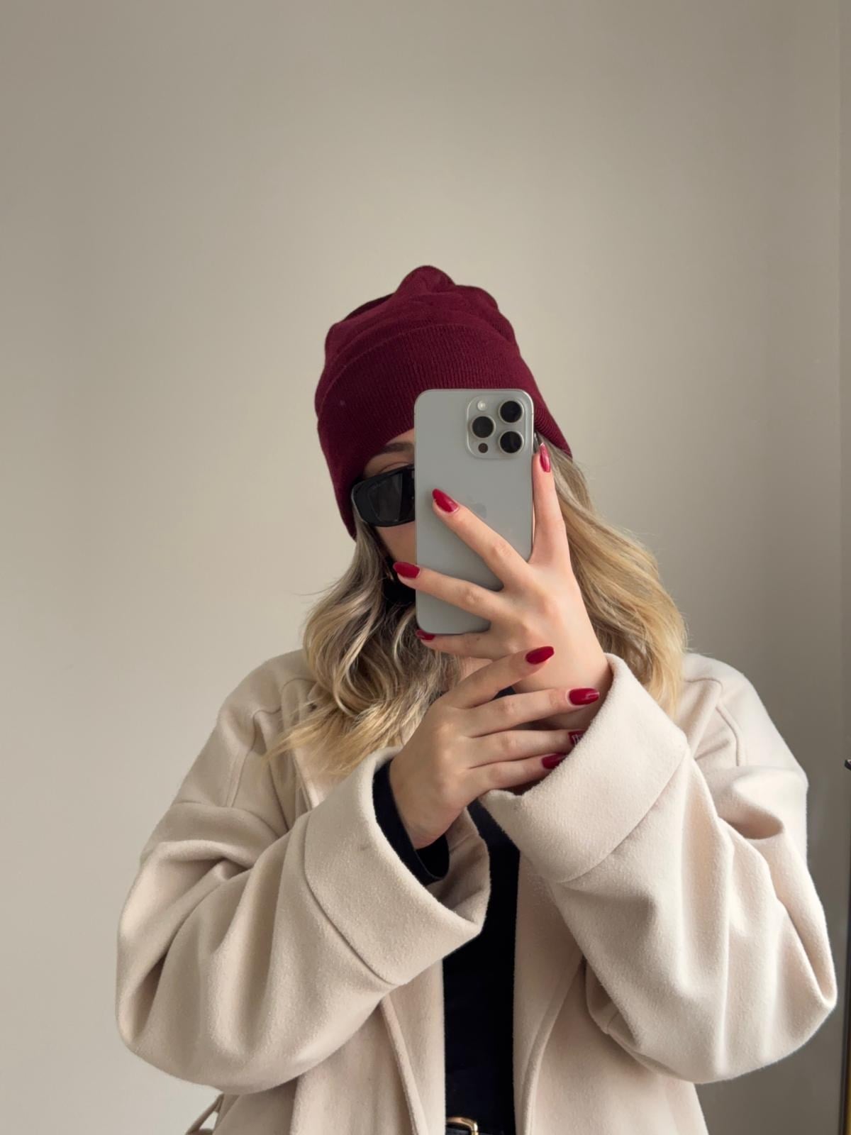 Yumuşak Pinterest Bere Bordo