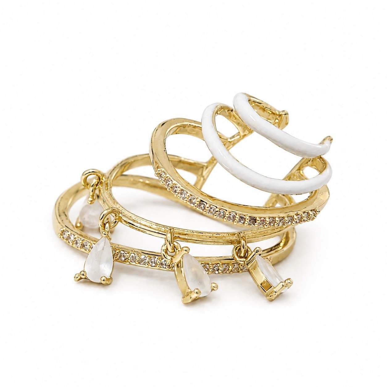 Zirkon Taşlı ve Mineli Çoklu Kıkırdak Küpesi (Earcuff)