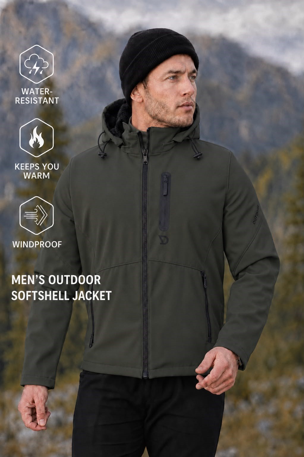 Erkek softshell kumaş mont
