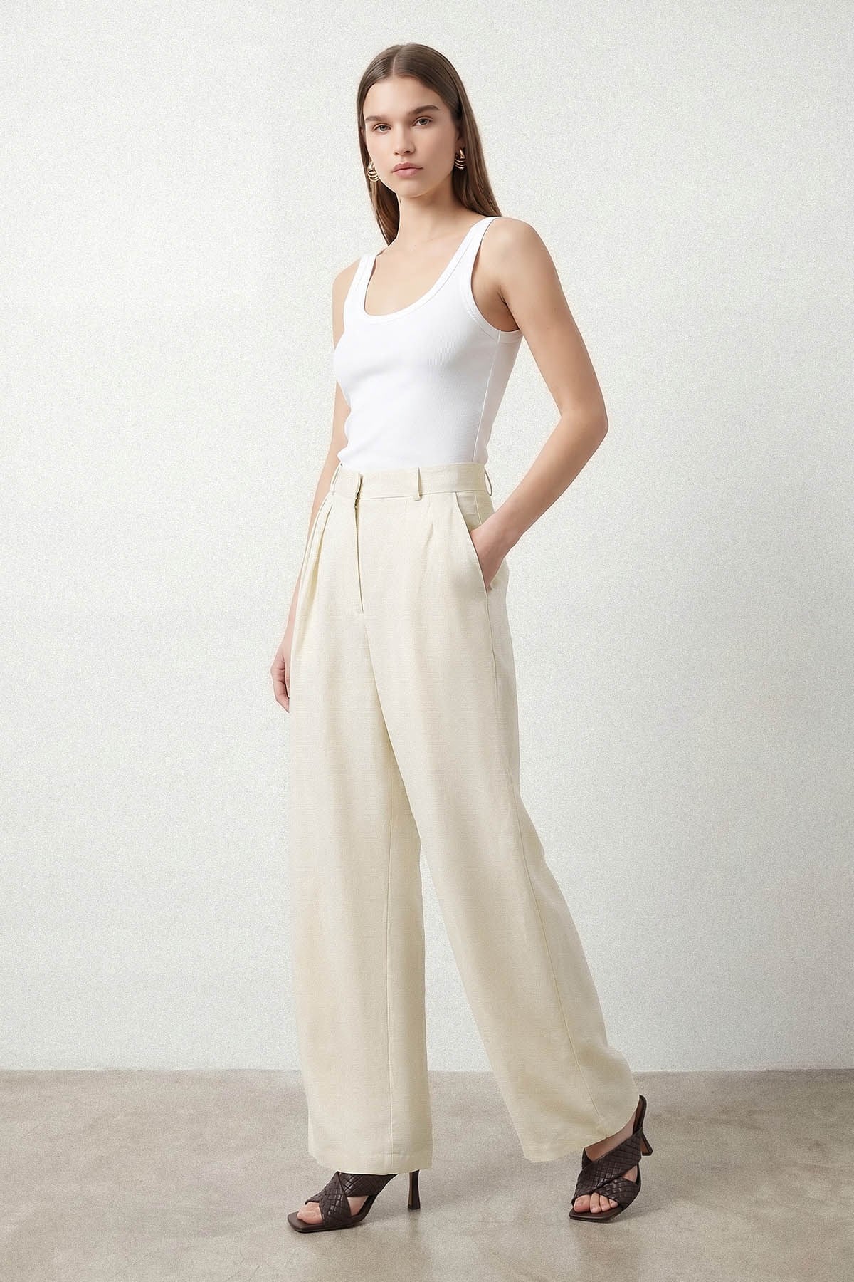 Lina - Keten Pantolon - Bej