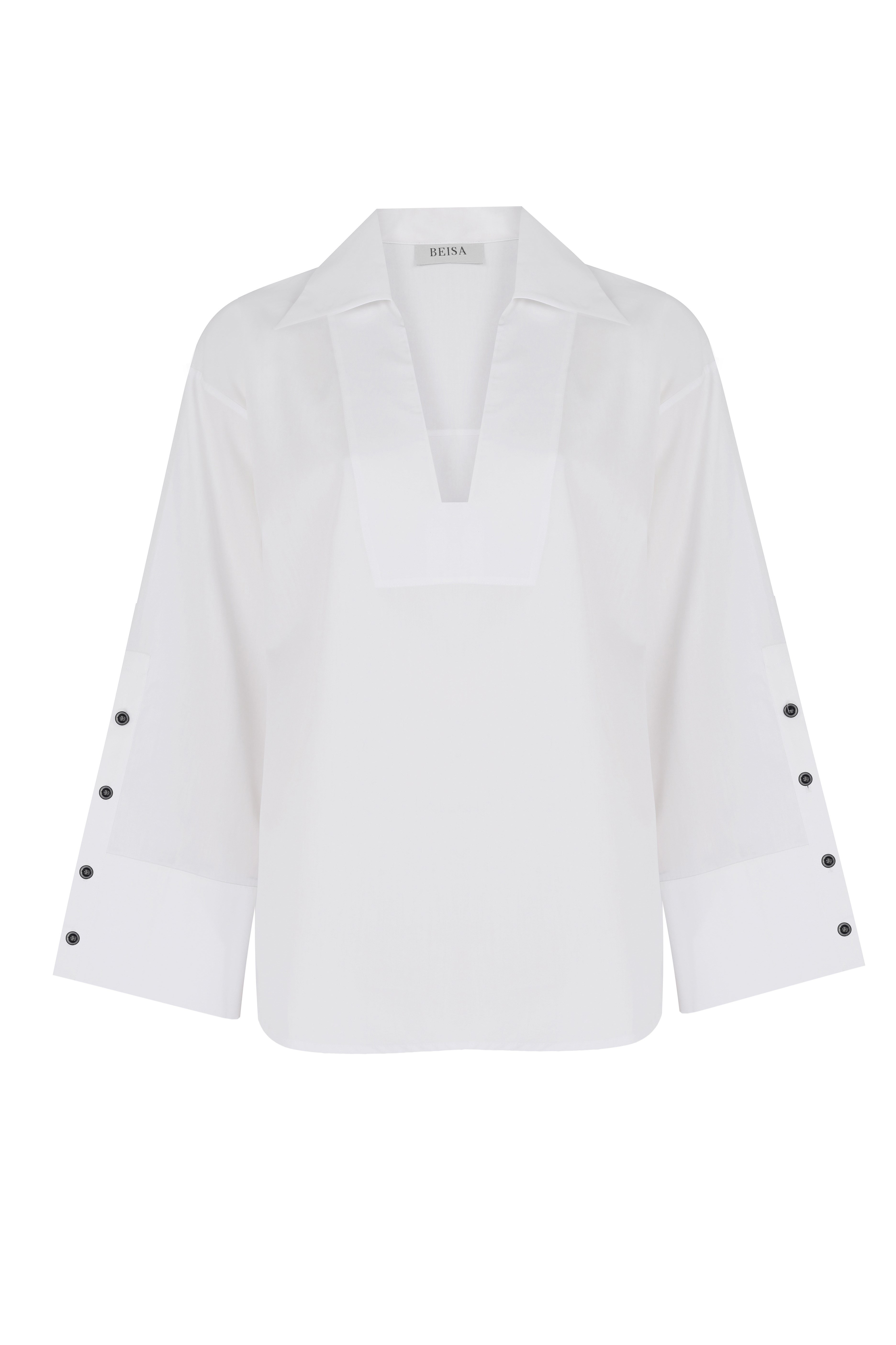Cotton Poplin Collar Detail Shirt
