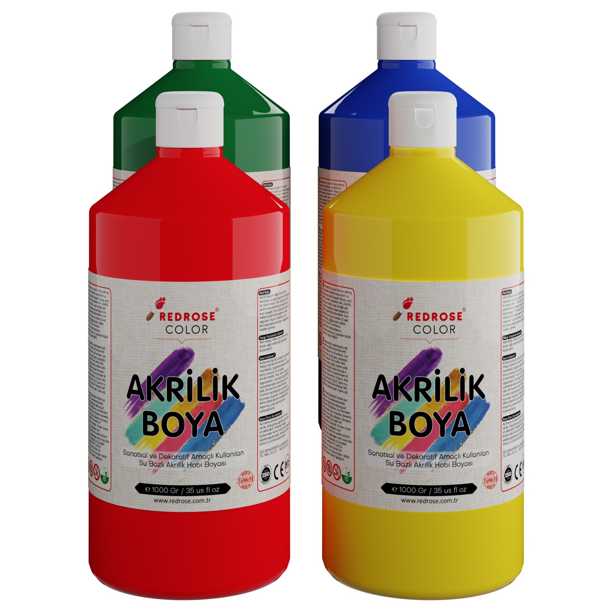 Ana Renkler Akrilik Boya 4'lü Set 4x1000gr