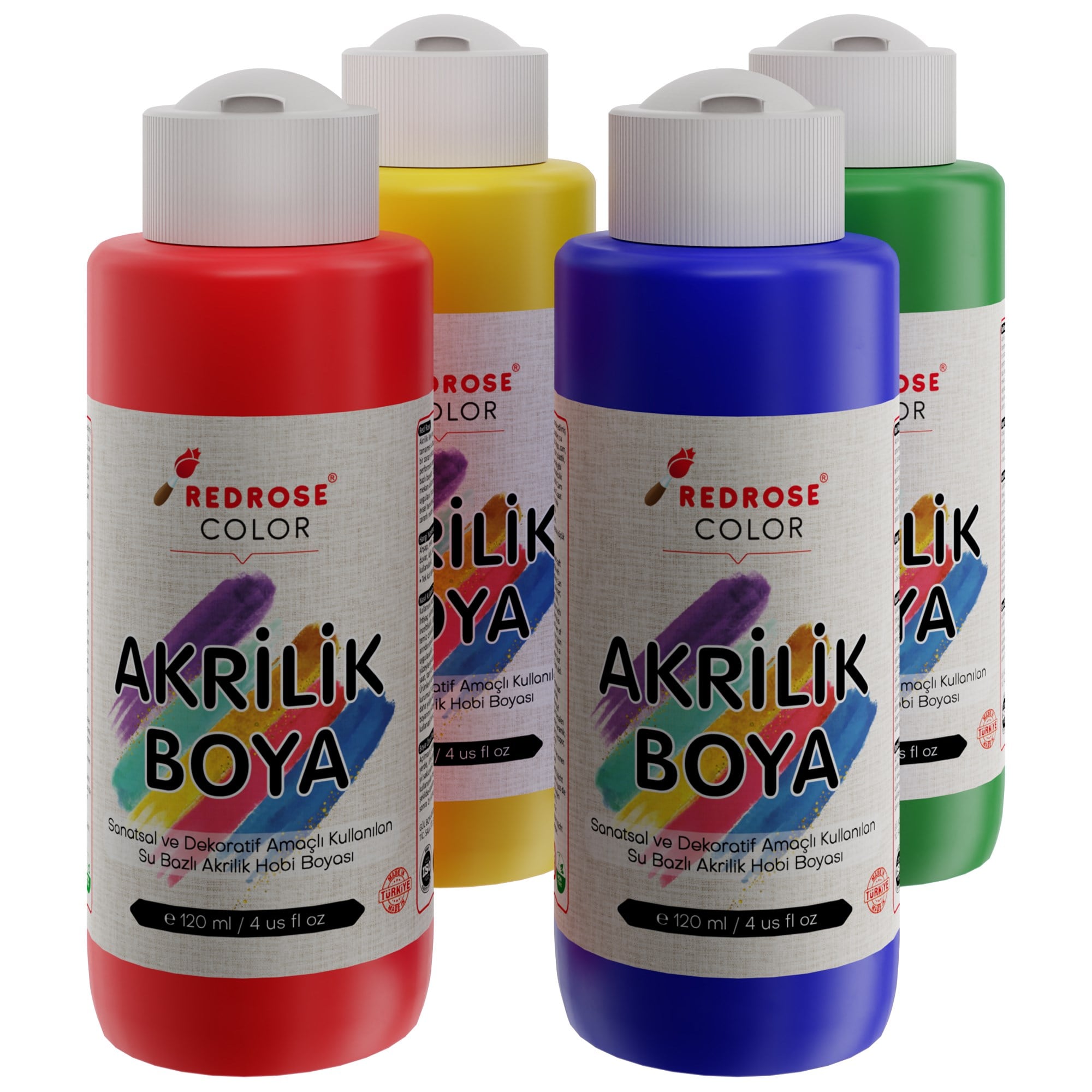 Ana Renkler Akrilik Boya 4'lü Set 4x120ml
