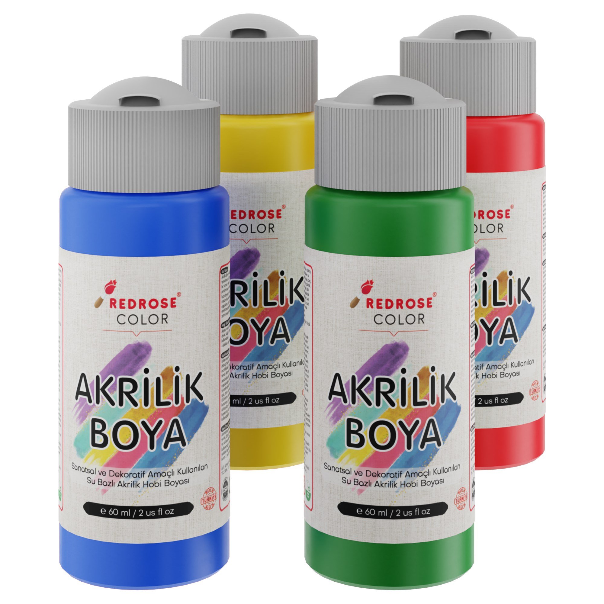 Ana Renkler Akrilik Boya 4'lü Set 4x60ml