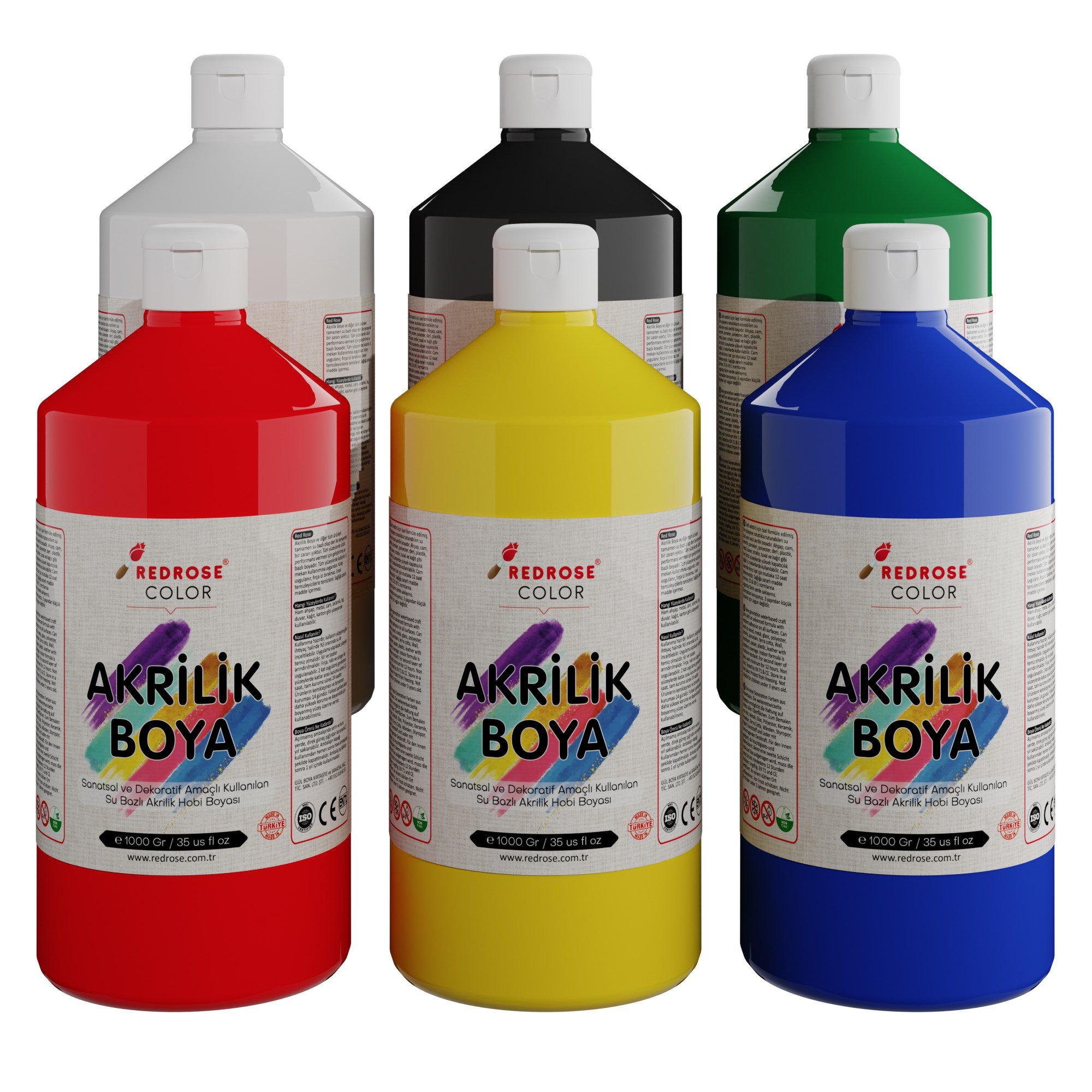 Ana Renkler Akrilik Boya 6'lı Set 6x1000gr