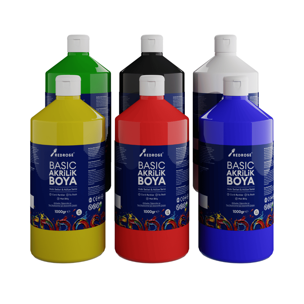 Ana Renkler Basic Akrilik Boya 6’lı Set 6x1000gr