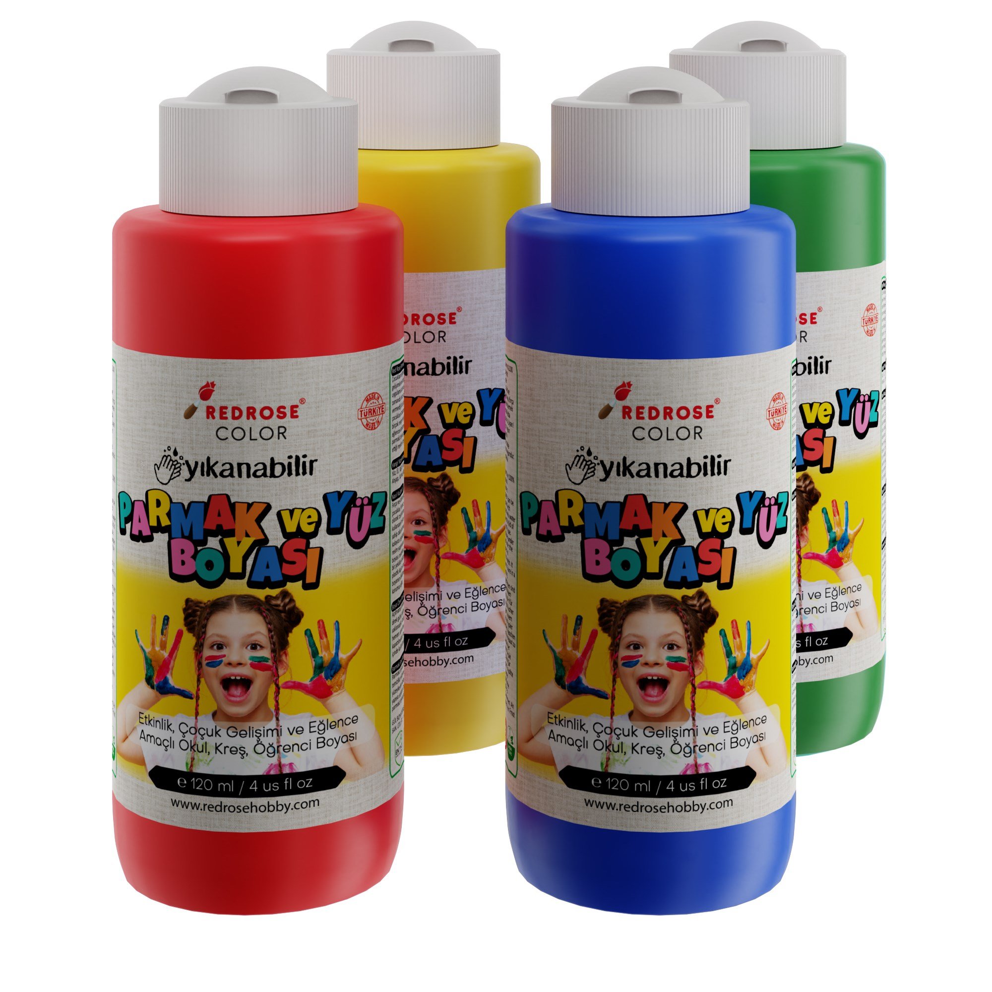 Ana Renkler Parmak Boyası 4'lü Set 4x120ml
