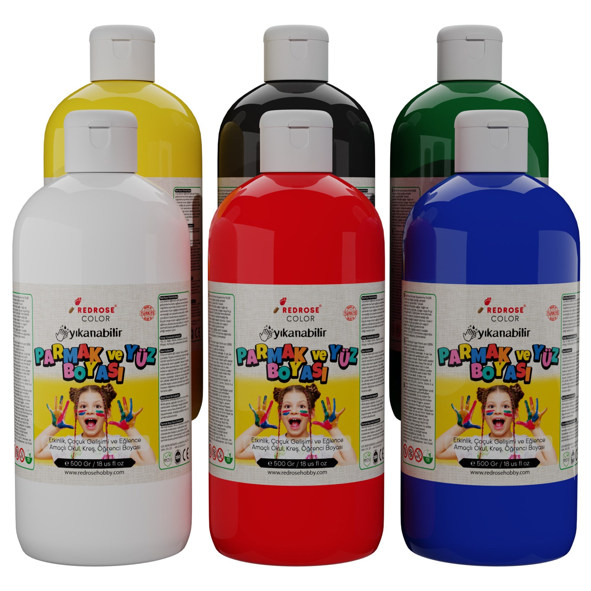 Ana Renkler Parmak Boyası 6'lı Set 6x500gr