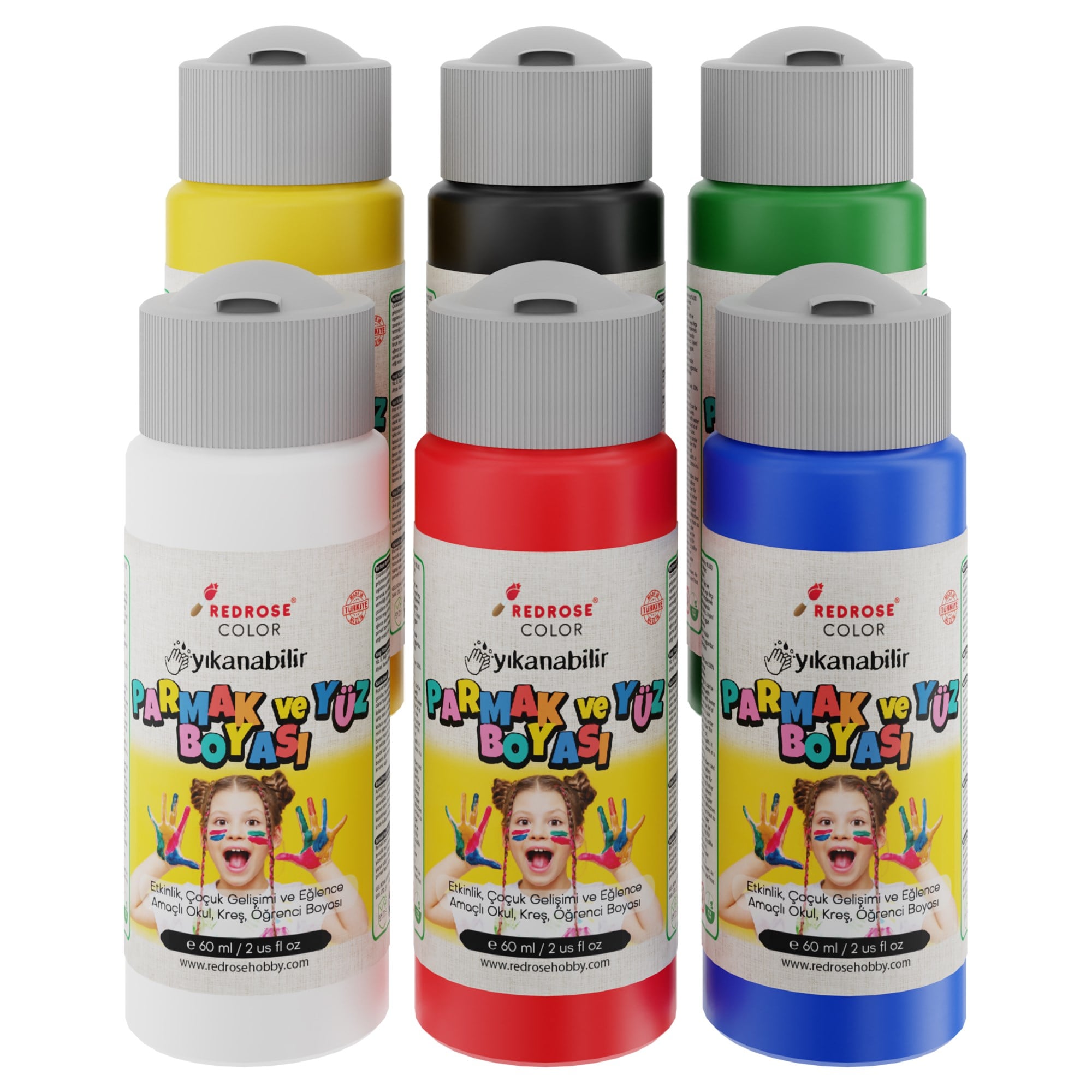 Ana Renkler Parmak Boyası 6'lı Set 6x60ml