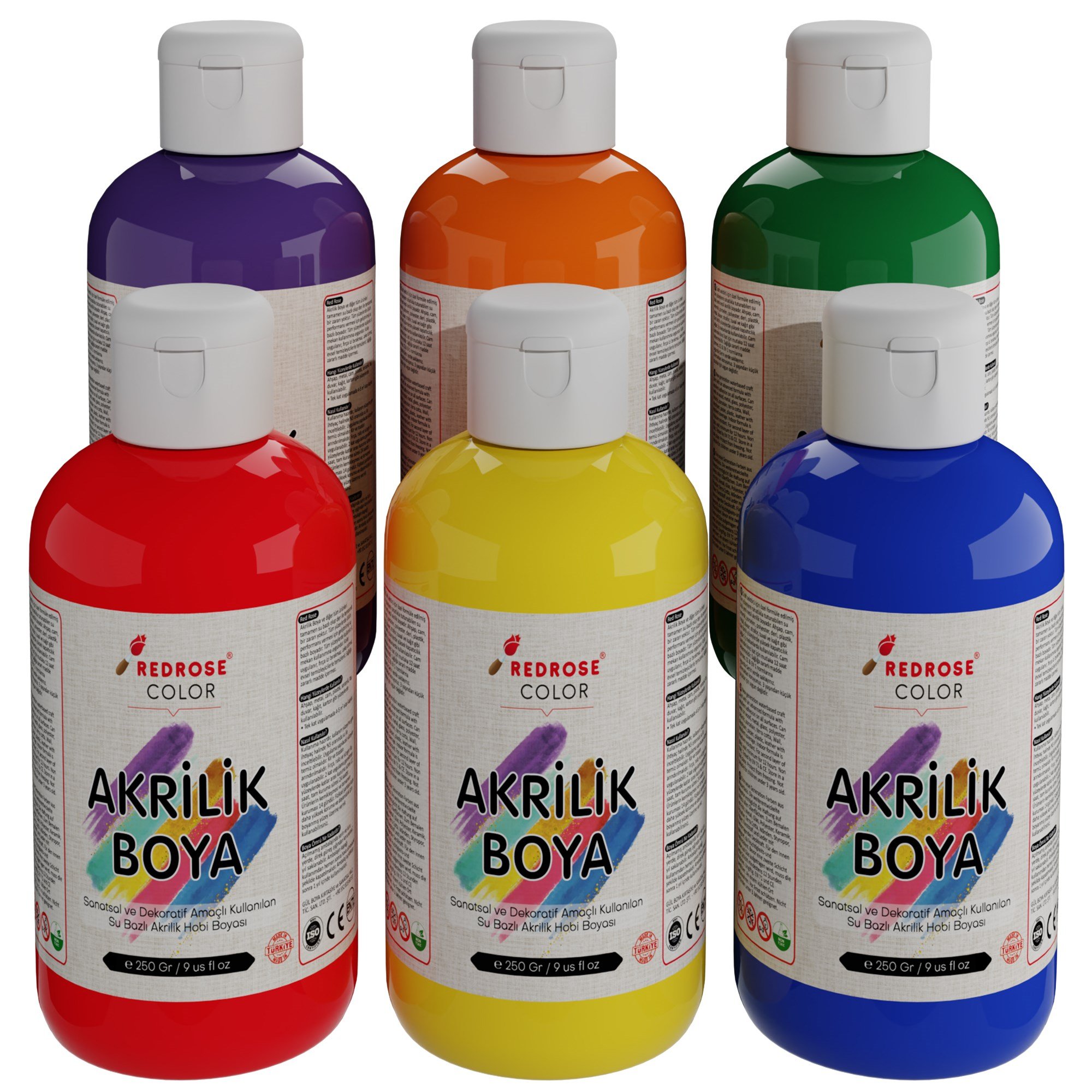 Ara Renkler Akrilik Boya 6'lı Set 6x250gr