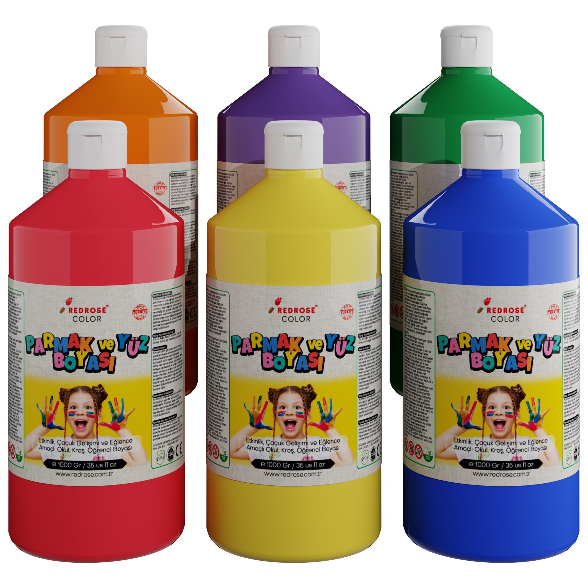 Ara Renkler Parmak Boyası 6'lı Set 6x1000gr