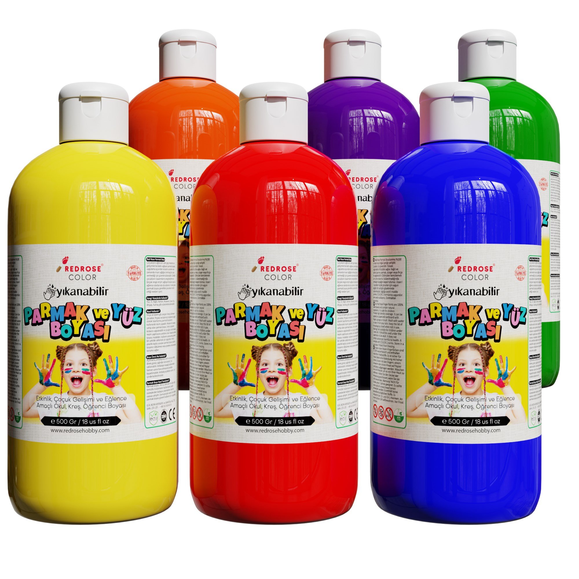 Ara Renkler Parmak Boyası 6'lı Set 6x500gr