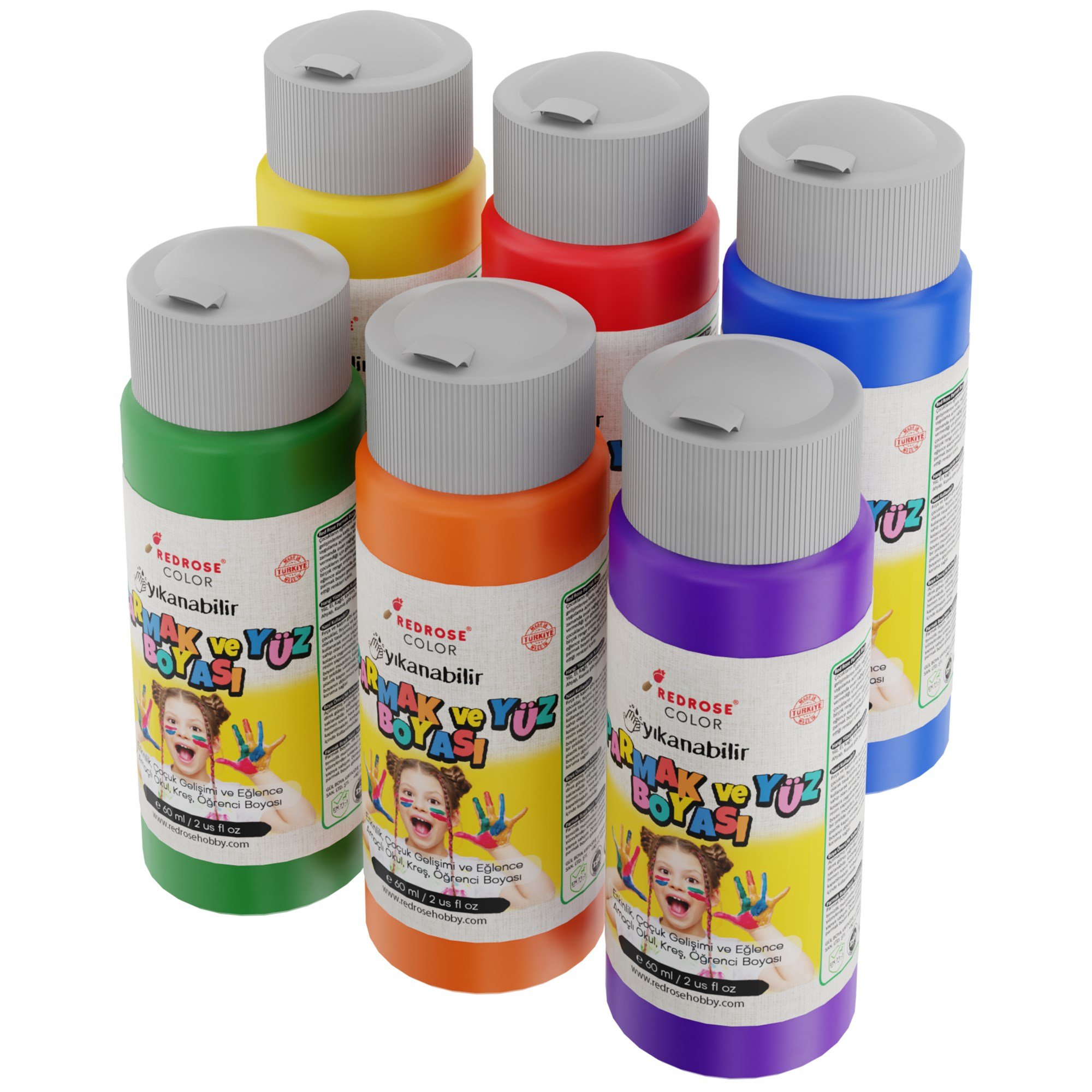 Ara Renkler Parmak Boyası 6'lı Set 6x60ml