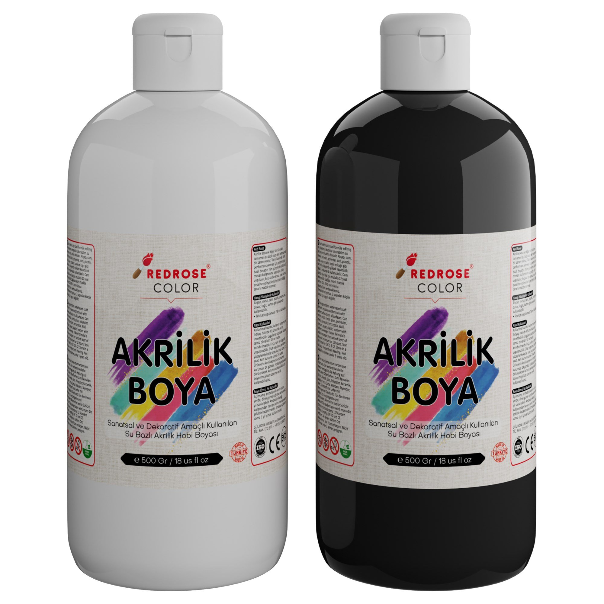 Beyaz-Siyah Akrilik Boya 2'li Set 2x500gr