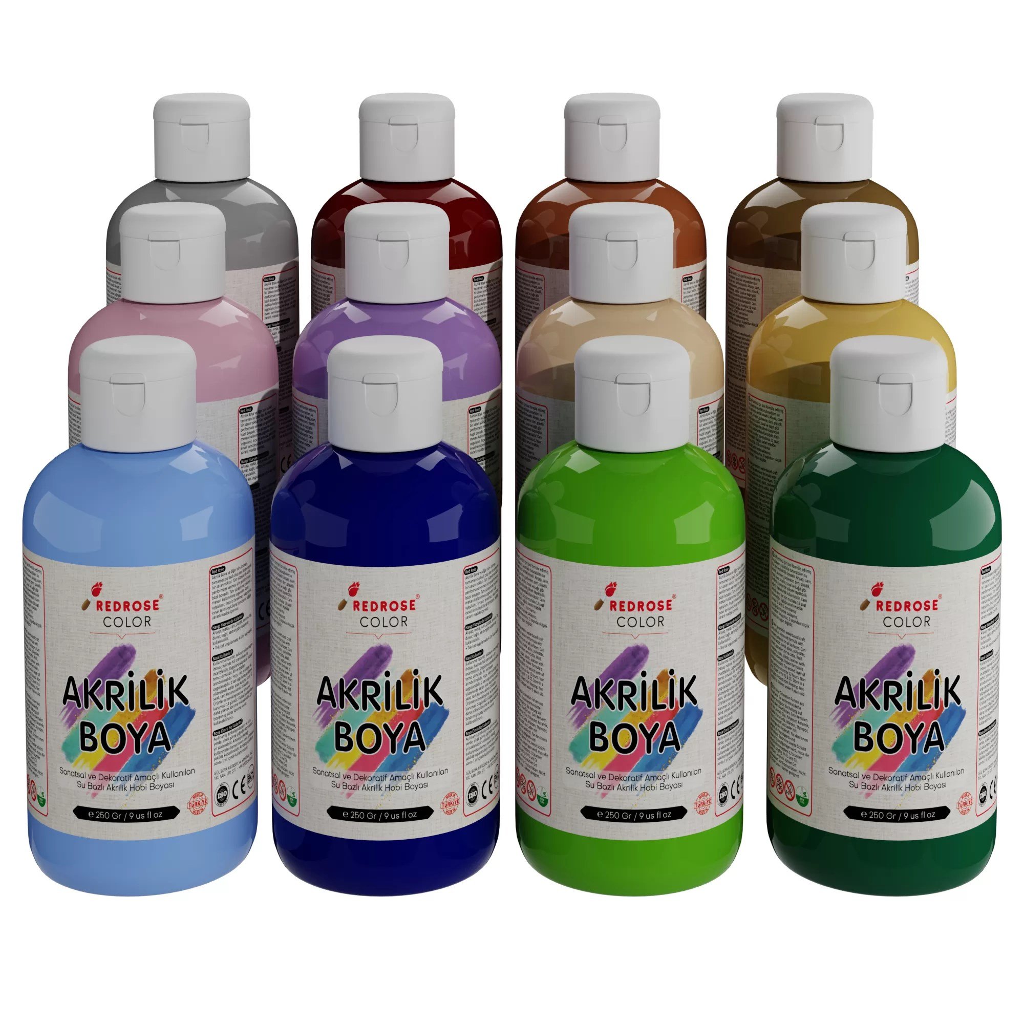 Pastel Renkler Akrilik Boya 12'li Set 12x250gr
