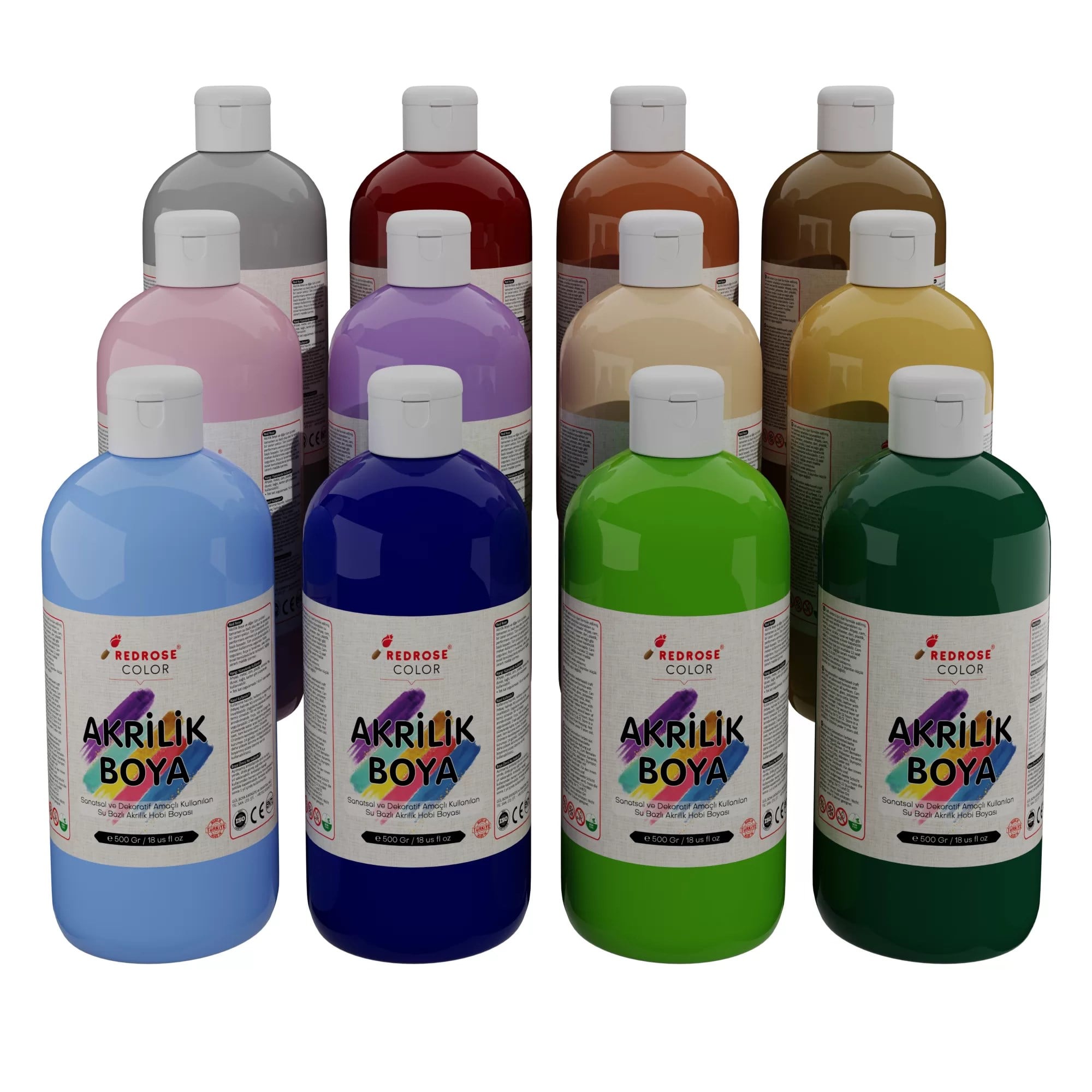 Pastel Renkler Akrilik Boya 12'li Set 12x500gr